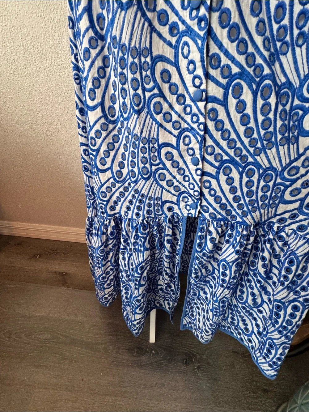 Zimmermann Eyelet Blue White Dress Ruffle Hem Cottagecore SZ 2 or S - Picture 5 of 16